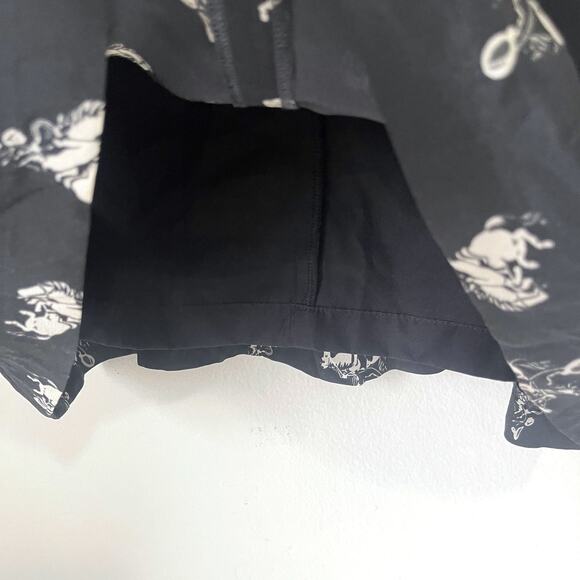 RE/DONE NWT Cowboy Horses Bow 100% Silk Crepe Mini Dress Size S - Picture 12 of 16